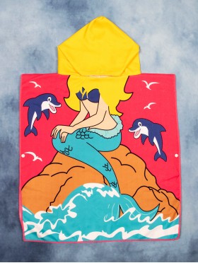 Kids Mermaid Patterned Hoodie Towel